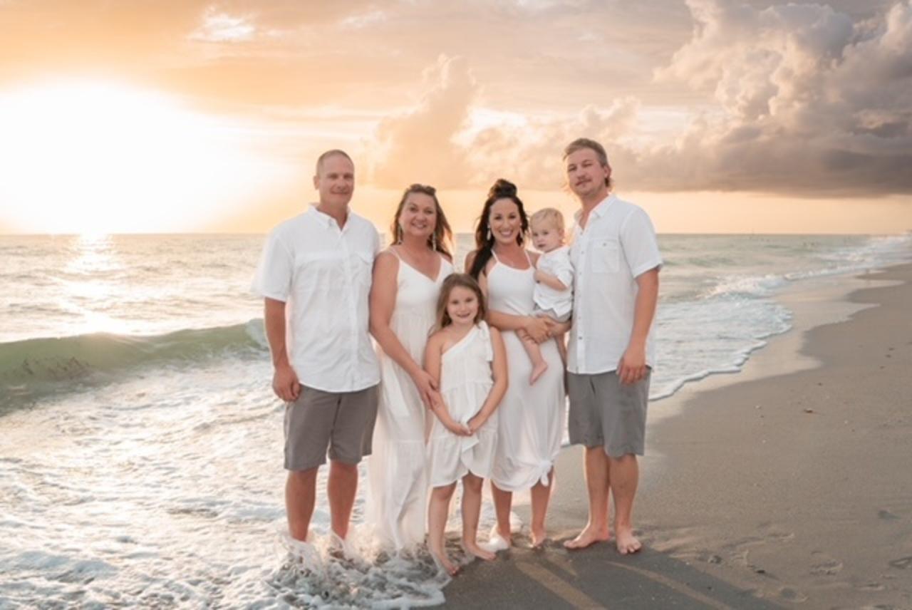Family on beach