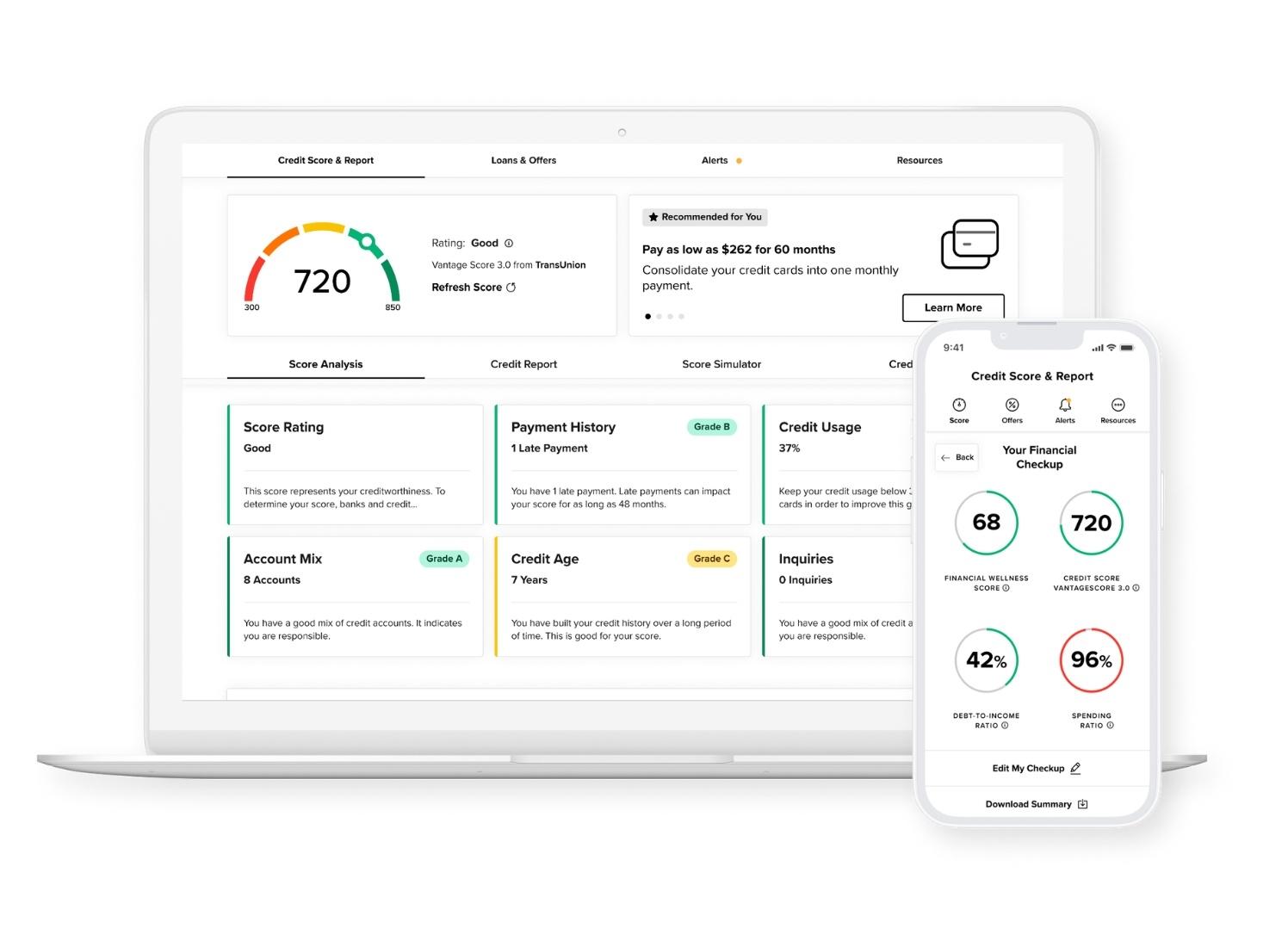 Credit Score Tool on Computer and Phone