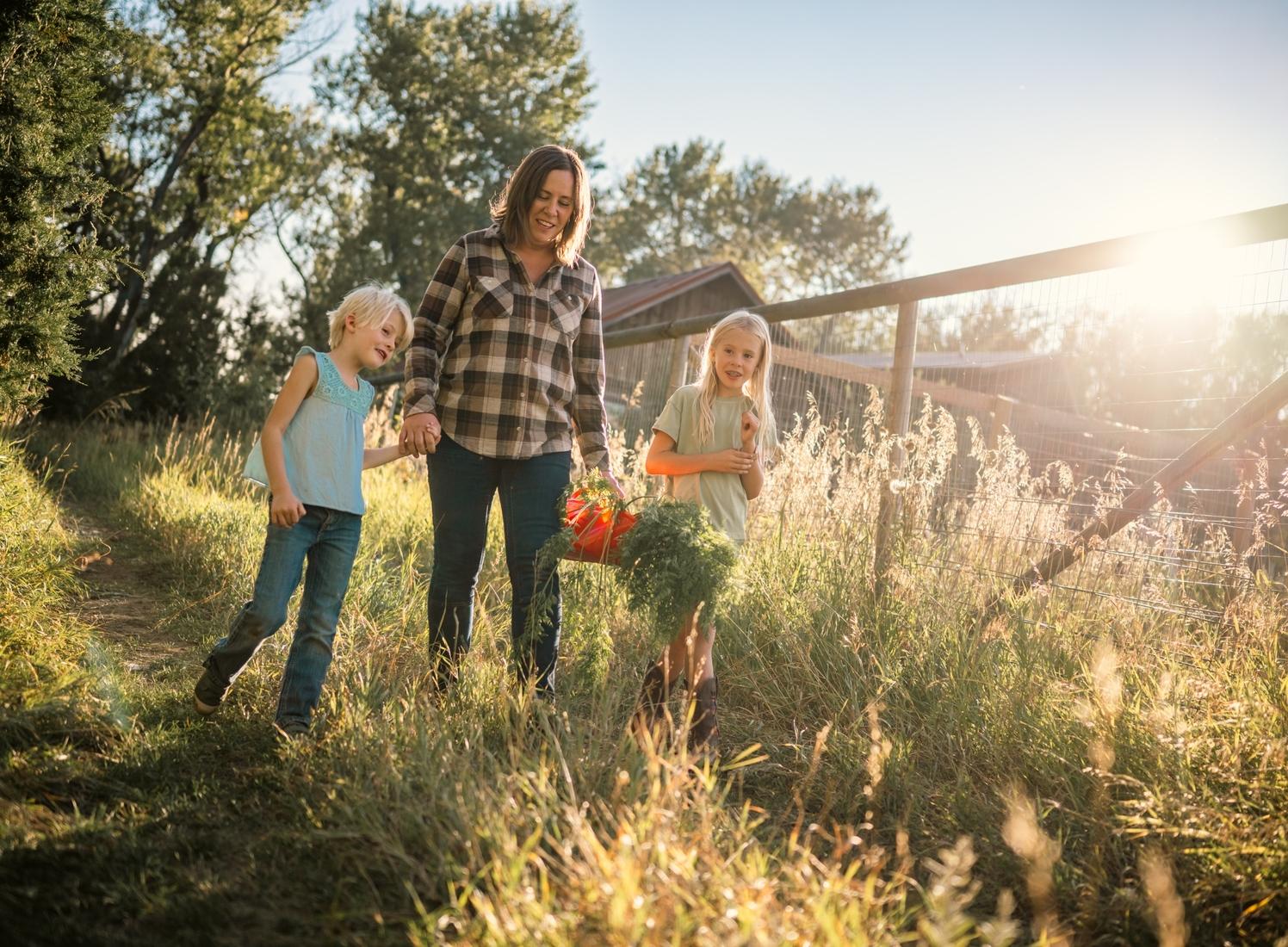 Family in garden