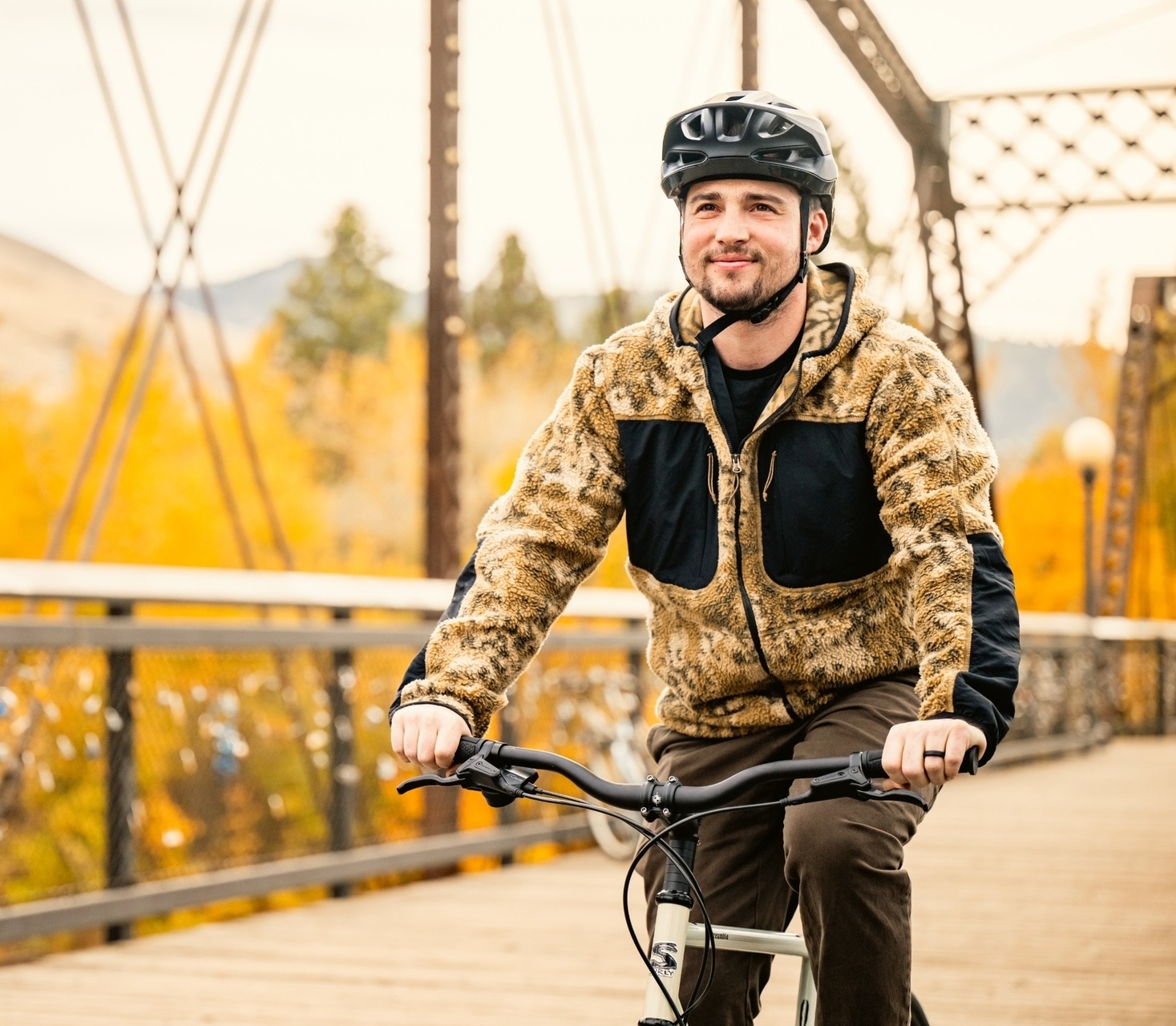 man riding bike