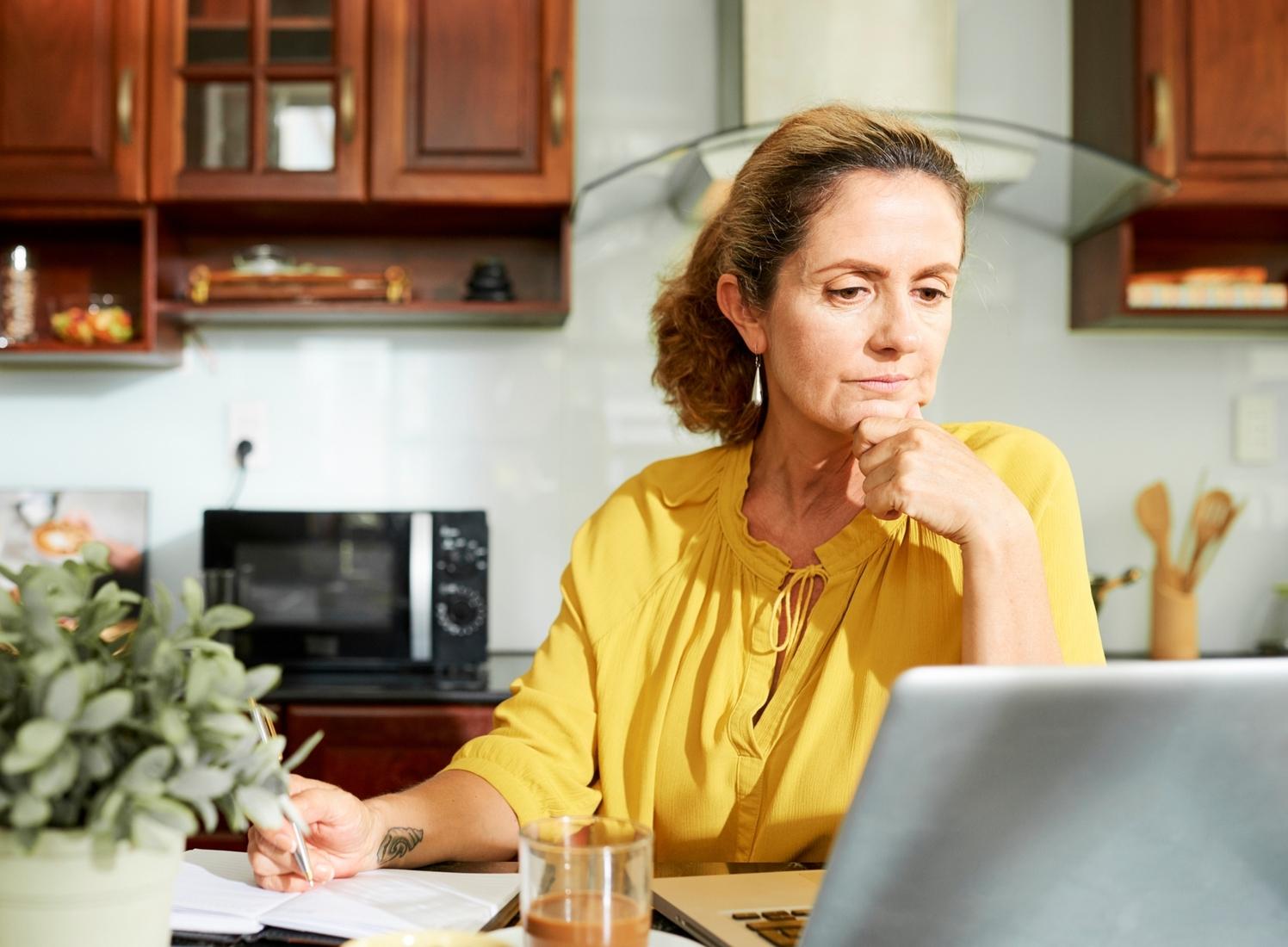 using computer in kitchen
